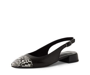 Slingpumps TAMARIS, Damen, Gr. 41, schwarz, Leder, Lederimitat, unifarben mit Farbeinsatz, Schuhe Slingpumps, Blockabsatz, Businessschuh mit verstellbarem Riemchen (51079241-41) schwarz