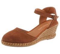 Slingpumps VERBENAS, Damen, Gr. 38, mokka, Veloursleder, unifarben, Schuhe Slingpumps, Keilsandalette, Sommerschuh, Urlaubsschuh mit Bastbesatz (56532823-38) mokka