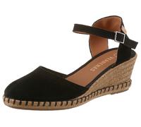 Slingpumps VERBENAS, Damen, Gr. 38, schwarz, Veloursleder, unifarben, Schuhe Slingpumps, Keilsandalette, Sommerschuh, Urlaubsschuh mit Bastbesatz (89914448-38) schwarz