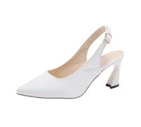 Slingpumps Weiß, Slingpumps Damen Slingback Leicht Spangenpumps Mit Riemen Spitz Vegan Stöckelschuhe Sommerschuhe Sandalen Sommer Comfort Pumps Spitzenschuhe