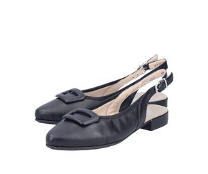 Slingsandale RIEKER, Damen, Gr. 37, schwarz, Lederimitat, unifarben, Schuhe, Sabot, Sommerschuh, Blockabsatz, mit verstellbarem Riemchen (30646821-37) schwarz