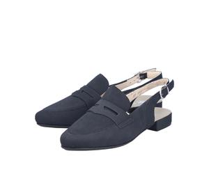 Slingsandale RIEKER, Damen, Gr. 37, schwarz (nachtblau), Lederimitat, unifarben, Schuhe, Sabot, Sommerschuh, Blockabsatz, mit verstellbarem Riemchen (62661861-37) nachtblau