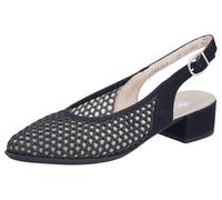 Slingsandale RIEKER, Damen, Gr. 41, schwarz, perforiert, Lederimitat, Textil, festlich, Schuhe, Sommerschuh, Festtagsschuh, Blockabsatz, mit Riemchen (12727055-41) schwarz, perforiert