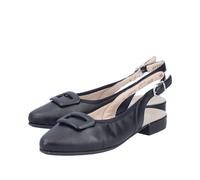 Slingsandale RIEKER, Damen, Gr. 43, schwarz, Lederimitat, unifarben, Schuhe, Sabot, Sommerschuh, Blockabsatz, mit verstellbarem Riemchen (30646821-43) schwarz