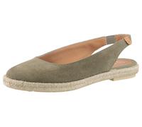 Slingsandale VERBENAS "Kiara Serraje", Damen, Gr. 37, grün (khaki), Veloursleder, Schuhe Slingsandale, Sommerschuh, Sling, Urlaubschuh mit Juterahmen (24580563-37)
