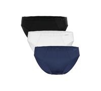 AMMANN Herren Slip 3er Pack - Mini Slip Cotton & More, Ton-in-Ton Streifen, Baumwollmischung Weiß/Dunkelblau/Schwarz M