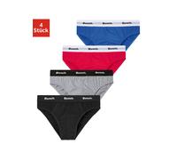 Slip BENCH., Herren, Gr. XL, 4 Stk., bunt (blau, grau, meliert, rot, schwarz), Jersey, Obermaterial: 95% Baumwolle, 5% Elasthan, unifarben, körpernah, Unterhosen Slip, mit kontrastfarbigem Webbündchen