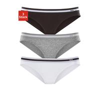 Slip BENCH., Mädchen, Gr. 146/152, 3 Stk., schwarz-weiß (schwarz, weiß, grau, meliert), Jersey, Obermaterial: 90% Baumwolle, 10% Elasthan (LYCRA), unifarben, körpernah, Unterhosen Slip, mit weichem We