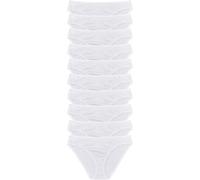 Slip BONPRIX "Slip (10er Pack)", Damen, Gr. 40/42 (M), 10 Stk., weiß, Obermaterial: 100% Baumwolle, Unterhosen Slip, Slip (10er Pack) (85610927-40) weiß