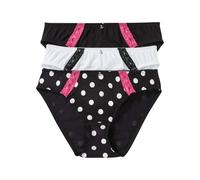 Slip BONPRIX "Slip Baumwolle (3er Pack)", Damen, Gr. 40/42 (M), 3 Stk., schwarz (schwarz gepunktet, schwarz, weiß), Obermaterial: 100% Baumwolle. Spitze: 93% Polyamid, 7% Elasthan, Unterhosen Slip, Sl