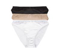 Slip BONPRIX "Slip mit Spitze (3er Pack)", Damen, Gr. 36/38 (S), 3 Stk., schwarz (schwarz, weiß, kreidebeige), Obermaterial: 86% Polyester, 14% Elasthan. Spitze: 75% Polyamid, 15% Viskose, 10% Elastha