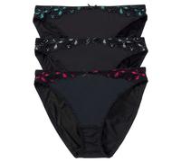 Slip BONPRIX "Slip mit Spitze (3er Pack)", Damen, Gr. 40/42 (M), 3 Stk., schwarz (schwarz, pink, schwarz, grau, schwarz, türkis), Obermaterial: 86% Polyester, 14% Elasthan. Spitze: 75% Polyamid, 15% V