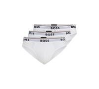 Slip BOSS "Brief 3P Power", Herren, Gr. S, 3 Stk., weiß (weiß 100), Jersey, Obermaterial: 95% Baumwolle, 5% Elasthan, eng, Unterhosen Slip, Elastikbund mit Logo (84902367-S) weiß 100