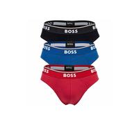 Slip BOSS "Slip Briefs 3P Power 3er Pack", Herren, Gr. M, bunt (rot, blau, schwarz), Obermaterial: 95% Baumwolle CO. 5% Elasthan EL., Unterhosen Slip (38469958-M) rot, blau, schwarz