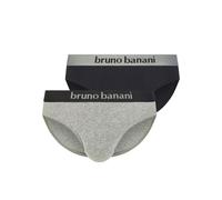 Slip BRUNO BANANI "Flowing", Kinder, Gr. M, grau (graumelange, schwarz), Obermaterial: 93% Baumwolle, 7% Elasthan, unifarben mit Farbeinsatz, eng, Unterhosen Slip, mit Logobund (69519326-M) graumelang