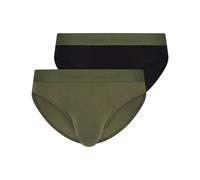 Slip BRUNO BANANI "Flowing", Kinder, Gr. S, schwarz (olivgrün, schwarz), Obermaterial: 93% Baumwolle, 7% Elasthan, unifarben mit Farbeinsatz, eng, Unterhosen Slip, mit Logobund (67624323-S) olivgrün,