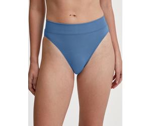 Slip CALIDA "Elastic", Damen, Gr. L (48/50), blau (riviera blau), Single Jersey, Obermaterial: 94% Baumwolle, 6% Elasthan, körpernah, Unterhosen Slip, breiter Softbund, elastisch, Single Jersey, atmun