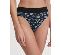 Slip CALIDA "Elastic Trend", Damen, Gr. M (44/46), schwarz (schwarz print), Single Jersey, Obermaterial: 94% Baumwolle, 6% Elasthan, figurbetont, Unterhosen Slip, breiter Weichbund, elastisch, Single