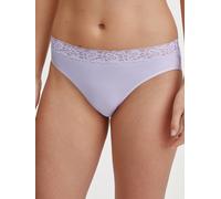 Slip CALIDA "Natural Comfort Lace", Damen, Gr. XS (36/38), lila (orchid petal), Single Jersey, Obermaterial: 92% Baumwolle, 8% Elasthan, normal, Unterhosen Slip, verspielte Spitze, Regular-Cut, elasti