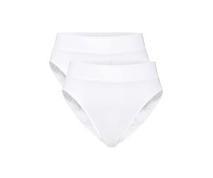 Slip CALIDA "Slip Elastic High Waist 2er Pack", Damen, Gr. 48-50, weiß, Obermaterial: 94% Baumwolle CO. 6% Elasthan EL., Unterhosen Slip (89081237-L) weiß
