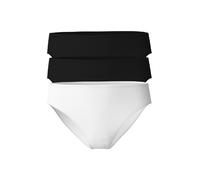 Slip CALIDA "Slip Essential Cotton Regular Cut 3er Pack", Damen, Gr. 44-46, bunt (2xschwarz, weiß), Obermaterial: 95% Baumwolle CO. 5% Elasthan EL., Unterhosen Slip (77269339-44) 2xschwarz, weiß