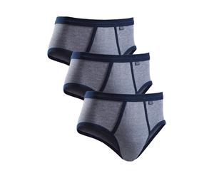 Slip CLIPPER EXCLUSIVE, Herren, Gr. 10, 3 Stk., blau (marine), Obermaterial: 100% Baumwolle, unifarben, körpernah, Unterhosen Slip, modische Optik: Jeans meliert, tolle Baumwoll-Qualität (303477-10) m