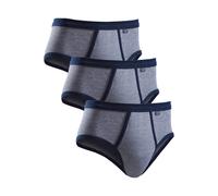 Slip CLIPPER EXCLUSIVE, Herren, Gr. 4, 3 Stk., blau (marine), Obermaterial: 100% Baumwolle, unifarben, körpernah, Unterhosen Slip, modische Optik: Jeans meliert, tolle Baumwoll-Qualität, Topseller (30