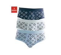 Slip CLIPPER, Herren, Gr. 4 (4), 3 Stk., blau (weiß, marine, hellblau), Feinripp, Obermaterial: 100% Baumwolle, gemustert, körpernah, Unterhosen Slip, schöne Feinripp-Qualität aus reiner Baumwolle (82