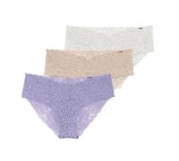 Slip DORINA "Lana", Damen, Gr. M, lila (lila, weiß, beige), Spitze, Obermaterial: 92% Polyamid, 8% Elasthan, unifarben, eng, Unterhosen Slip, florale Spitze (44092312-M) lila, weiß, beige