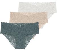 Dorina Lana Slips 3er-Pack - Mittlere Bedeckung, Florale Spitze, Alltagskomfort, Grün, Beige und Elfenbein