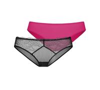 Slip DORINA "Muriel", Damen, Gr. 4XL, pink (schwarz, pink), Netz, Obermaterial: 91% Polyamid, 9% Elasthan, Unterhosen Slip, Spitzendetails und Uni (84348937-4XL) schwarz, pink