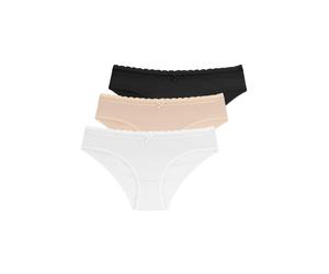Slip DORINA "Naomi", Damen, Gr. M, schwarz (ivory, beige, schwarz), Single Jersey, Obermaterial: 95% Baumwolle, 5% Elasthan, unifarben, körpernah, Unterhosen Slip, mit zarter Spitze verziert (38031837