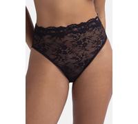 Dorina Origins Cheeky-Slip, Hoher Schnitt mit vollständiger Spitze, Picot-elastische Bordüre, Schleifen-Detail, Schwarz