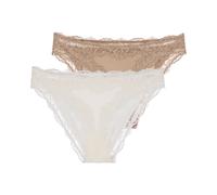 Slip DORINA "Origins Shiny Micro", Damen, Gr. XL, ivory, beige, Microfaser, Obermaterial: 77% Polyamid, 23% Elasthan, körpernah, Unterhosen Slip, zarter Spitzenbesatz, feminin, elegant (69649869-XL) i