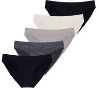 Slip DORINA "Rosanne", Damen, Gr. L, schwarz (schwarz, ivory, grau), Microfaser, Obermaterial: 93% Polyamid, 7% Elasthan, unifarben, körpernah, Unterhosen Slip, mit flacher Naht-Verarbeitung (41690968