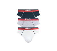 FILA Herren Slip, 3er Pack - Briefs, Logobund, Urban, Cotton Stretch, einfarbig Marine/Grau/Weiß XL
