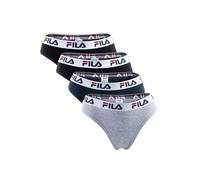 FILA Damen Brazilian Slip - 4er Pack, Logo-Bund, Cotton Stretch, einfarbig Schwarz/Grau/Marine L