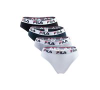FILA Damen Brazilian Slip - 4er Pack, Logo-Bund, Cotton Stretch, einfarbig Weiß/Schwarz/Grau/Marine XL