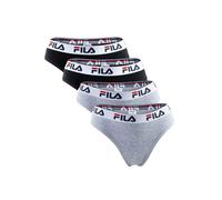 Slip FILA "Slip 4er Pack", Damen, Gr. XL, schwarz (schwarz, grau), Obermaterial: 95% Baumwolle CO. 5% Elasthan EL., Unterhosen Slip (60451457-XL) schwarz, grau