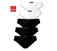 Slip H.I.S, Damen, Gr. 44, schwarz-weiß (schwarz, weiß), Obermaterial: 95% Baumwolle, 5% Elasthan, unifarben, körpernah, Unterhosen Slip, aus elastischer Baumwoll-Qualität (230888-44) schwarz, weiß