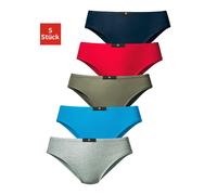 Slip H.I.S, Damen, Gr. 46, bunt (marine, rot, khaki, blau, grau, meliert), Obermaterial: 95% Baumwolle, 5% Elasthan, unifarben, körpernah, Unterhosen Slip, aus elastischer Baumwoll-Qualität (230423-46