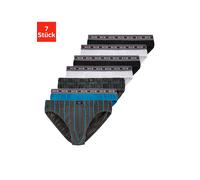 Slip H.I.S, Herren, Gr. S, 7 Stk., blau, Jersey, Obermaterial: 95% Baumwolle, 5% Elasthan, gestreift, körpernah, Unterhosen Slip, aus Baumwoll-Stretch (484012-S) blau