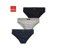 Slip H.I.S, Herren, Gr. S, 3 Stk., blau (marine, grau, meliert, schwarz), Jersey, Obermaterial: 95% Baumwolle, 5% Elasthan, unifarben, körpernah, Unterhosen Slip, mit H.I.S Logo vorn (681780-S) marine