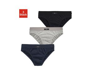 Slip H.I.S, Herren, Gr. S, 3 Stk., blau (marine, grau, meliert, schwarz), Jersey, Obermaterial: 95% Baumwolle, 5% Elasthan, unifarben, körpernah, Unterhosen Slip, mit H.I.S Logo vorn (681780-S) marine