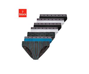Slip H.I.S, Herren, Gr. S, 7 Stk., blau, Jersey, Obermaterial: 95% Baumwolle, 5% Elasthan, gestreift, körpernah, Unterhosen Slip, aus Baumwoll-Stretch (484012-S) blau