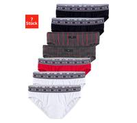 Slip H.I.S, Herren, Gr. XL, 7 Stk., rot, Jersey, Obermaterial: 95% Baumwolle, 5% Elasthan, gestreift, körpernah, Unterhosen Slip, aus Baumwoll-Stretch (75155606-XL) rot