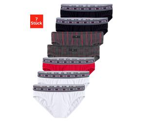 Slip H.I.S, Herren, Gr. XL, 7 Stk., rot, Jersey, Obermaterial: 95% Baumwolle, 5% Elasthan, gestreift, körpernah, Unterhosen Slip, aus Baumwoll-Stretch (75155606-XL) rot
