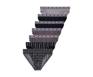 Slip H.I.S, Herren, Gr. XL, 7 Stk., schwarz (anthra, schwarz, grau, streifen, karo), Jersey, Obermaterial: 95% Baumwolle, 5% Elasthan, gestreift, körpernah, Unterhosen Slip, aus Baumwoll-Stretch (3355