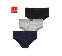 Slip H.I.S, Herren, Gr. XS, 3 Stk., blau (marine, grau, meliert, schwarz), Jersey, Obermaterial: 95% Baumwolle, 5% Elasthan, unifarben, körpernah, Unterhosen Slip, ohne Seitennaht (175221-XS) marine,