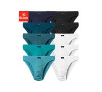 Slip H.I.S "Herren Minislip", Herren, Gr. 6L, 10 Stk., bunt (hellblau, hellpetrol, petrol, dunkelpetrol, navy, weiß, schwarz), Jersey, Obermaterial: 95% Baumwolle, 5% Elasthan, unifarben, körpernah, U